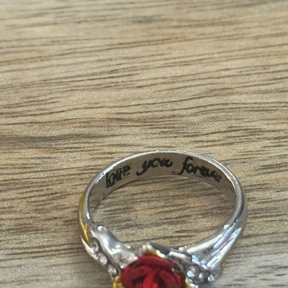 Silver Tone Rose Ring with Gold Tone Accents Size 7 - Picture 6 of 6